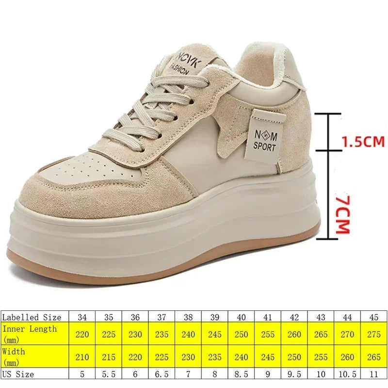 Basket à plateforme en daim de vache pour femme