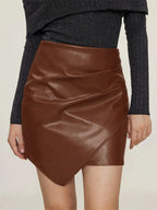 Mini jupe en cuir PU pour femmes