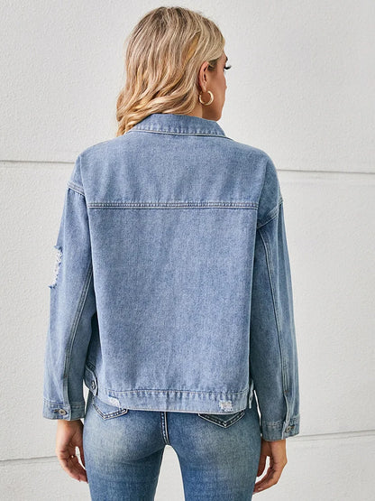 Veste en Jean imprimé serpent déchiré courte femmes