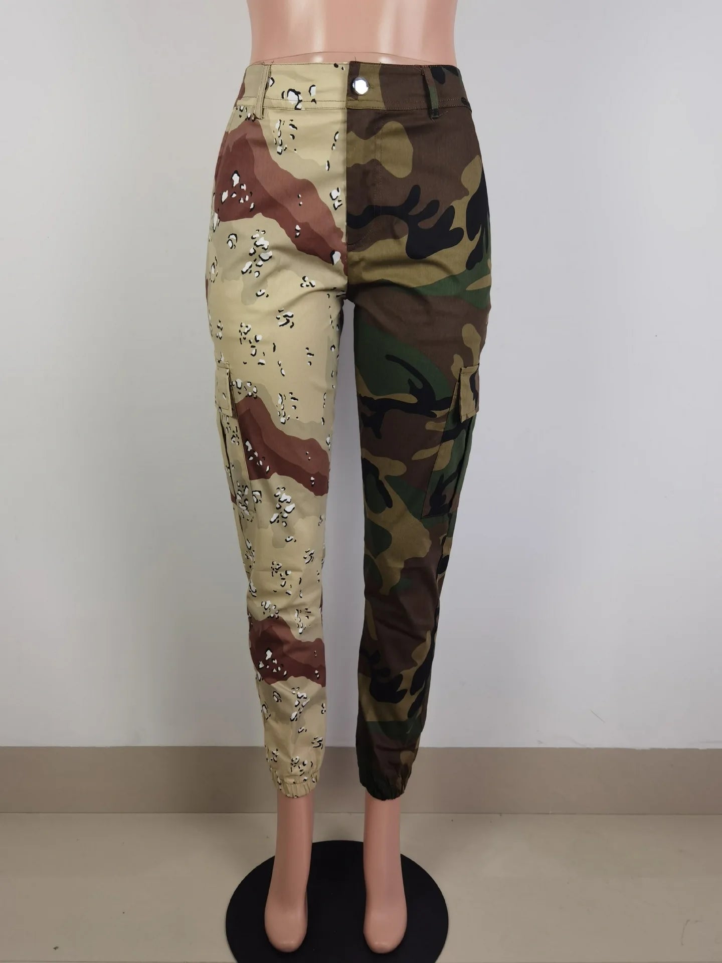 Pantalon style safari en patchwork pour femme