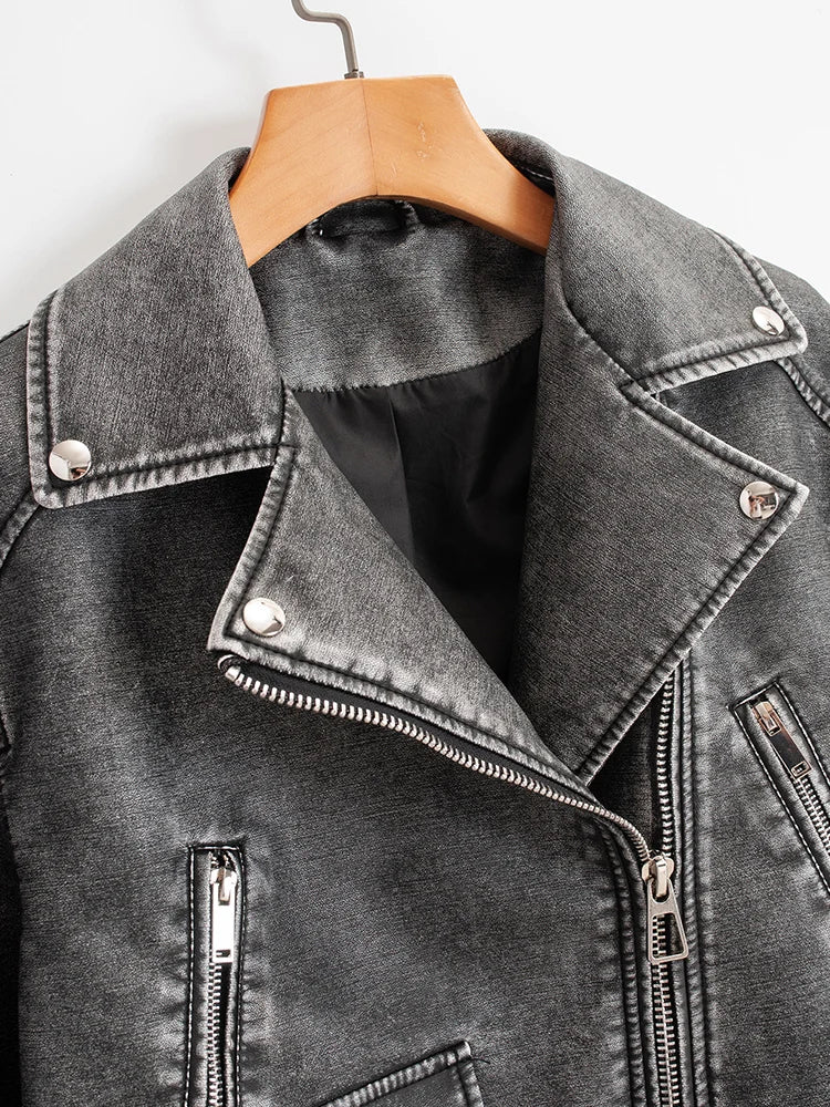 veste courte en faux cuir Pu pour femmes