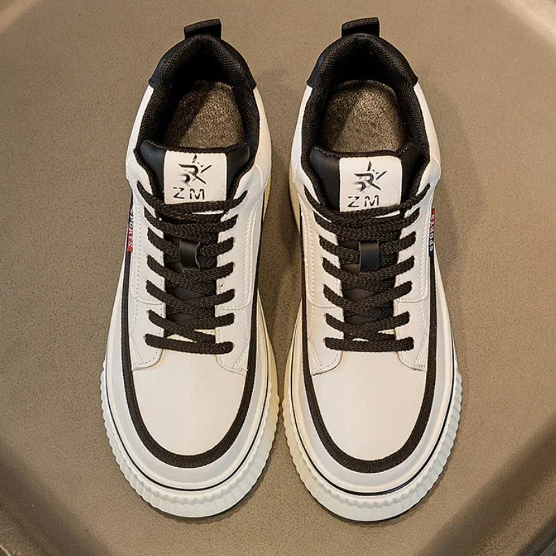 Baskets compensées à plateforme de 8,8 cm, épaisses, en cuir véritable, pour femmes