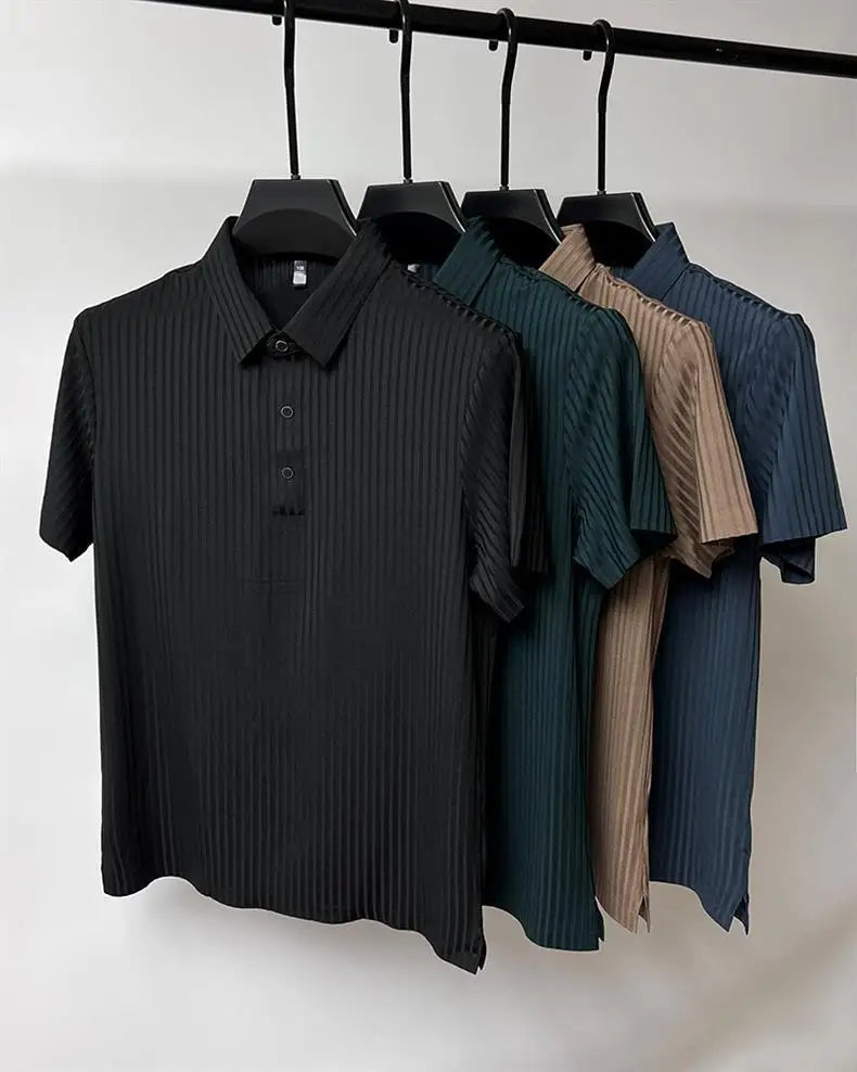 Polo décontracté à rayures pour hommes