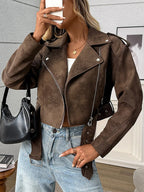 Veste vintage ample faux cuir pour femmes
