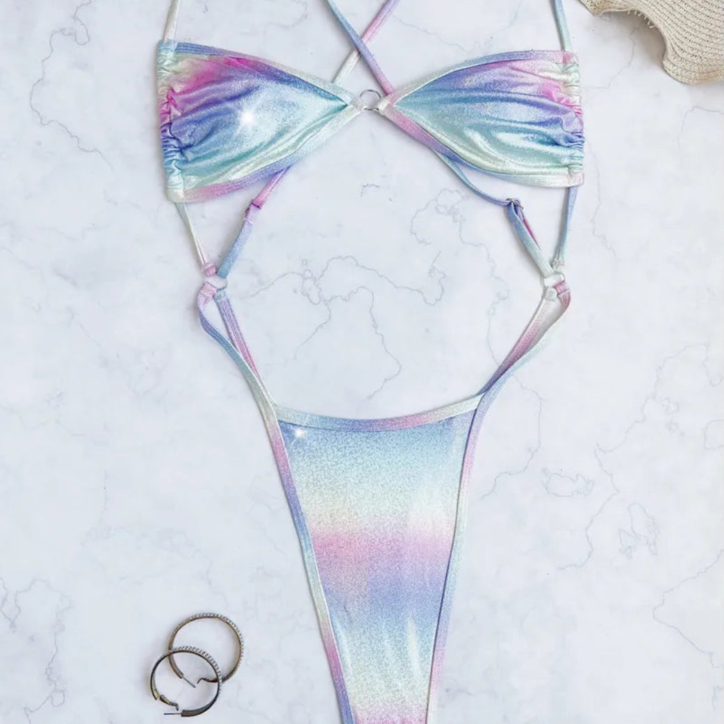 Maillot de bain une pièce nickel é croisé dans le dos, coupe haute, pour femmes