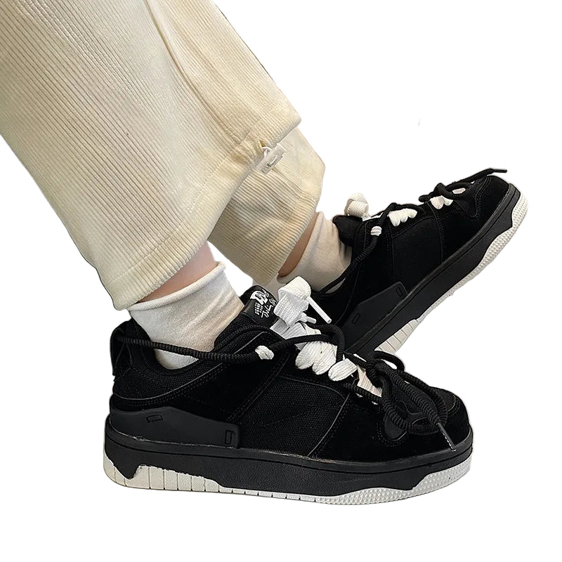 Baskets à lacets à plateforme noire pour hommes