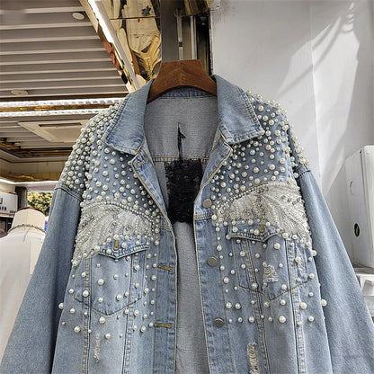 Veste en jean à trous tendance pour femme