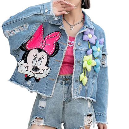 Veste en jean à manches longues pour femmes