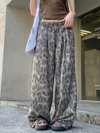 Pantalon large imprimé léopard pour femmes