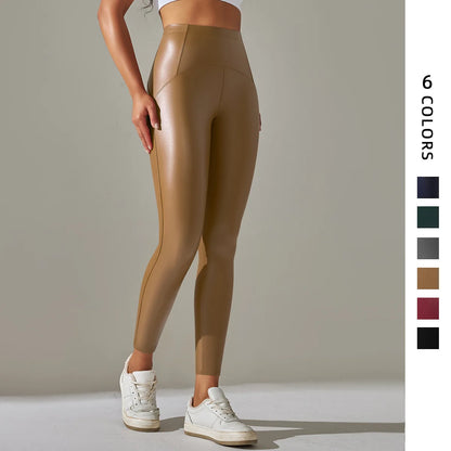 Leggings en cuir PU velours fin pour femmes