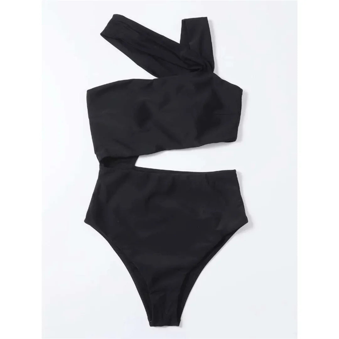 Maillot de bain une pièce découpé asymétrique pour femmes