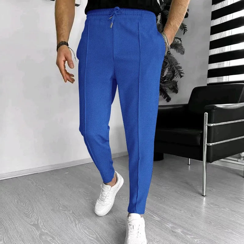 Pantalon gaufré de couleur unie pour hommes