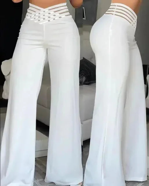 Pantalon en Maille Transparente pour Femme, Tenue Élégante