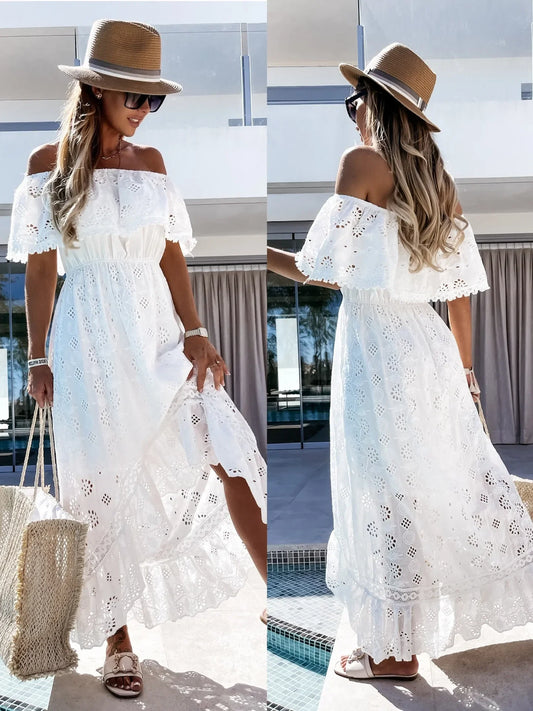 Robe longue en dentelle style bohémien pour femmes