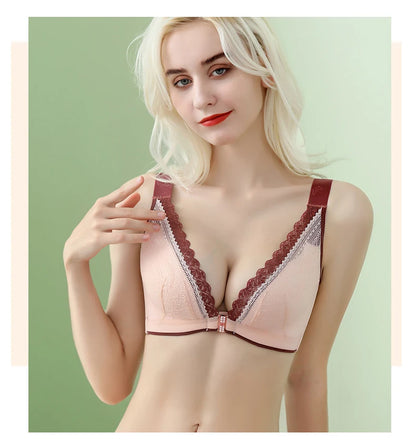 Soutien-gorge plongeant en dentelle avec boutons sur le devant pour femmes