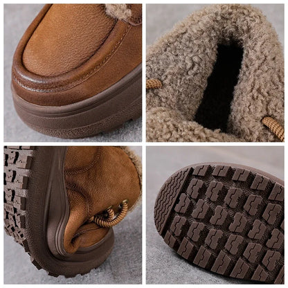 Bottines  en cuir véritable pour femme épaisses en peluche en daim de vache 5cm