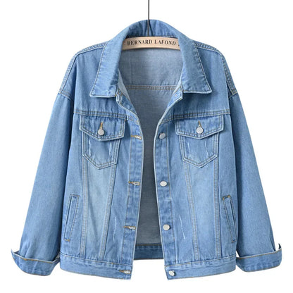 Veste en jean bleu ciel pour femme, ample, décontractée