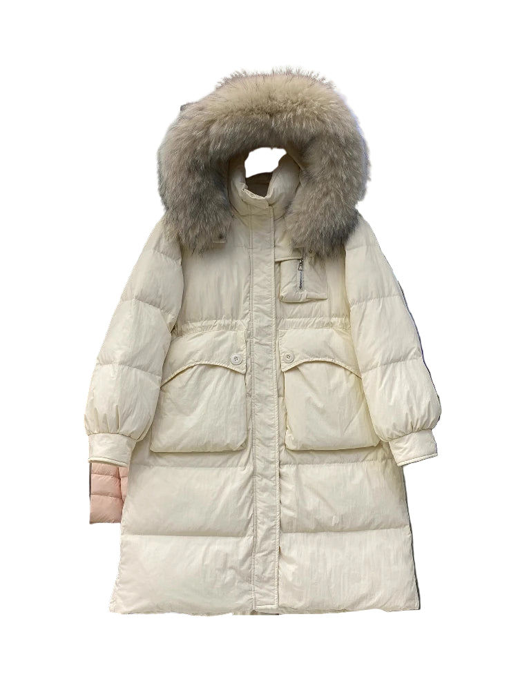 Parka d'hiver en duvet de canard blanc pour femme