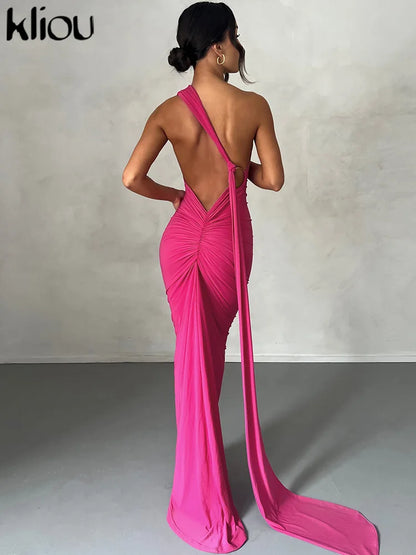 Robe longue pour femmes col incliné