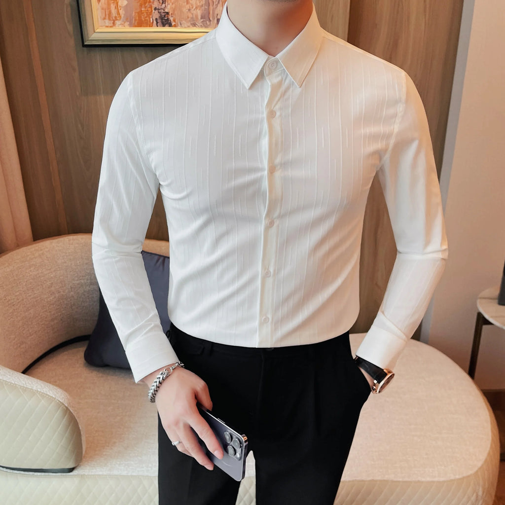 Chemises rayées à manches longues pour hommes