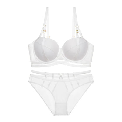 Ensemble de soutien-gorge push-up à bretelles croisées pour femmes, sous-vêtements évidés, dentelle douce, armatures