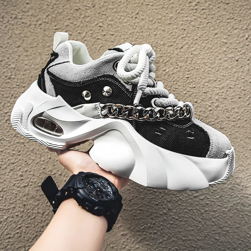 Baskets épaisses en denim bleu pour femmes