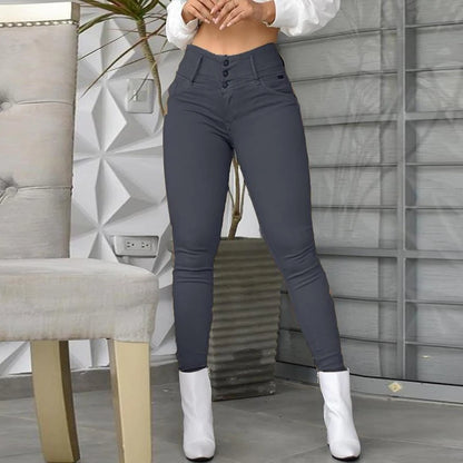 Pantalon slim taille haute pour femme, vêtements décontractés pour femme, petite jambe