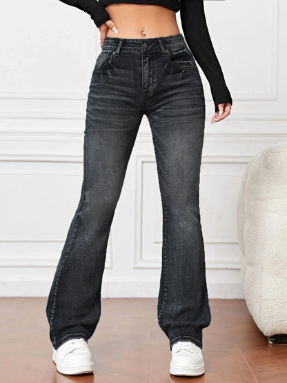 Jeans Taille Haute, jambes droites pour femmes