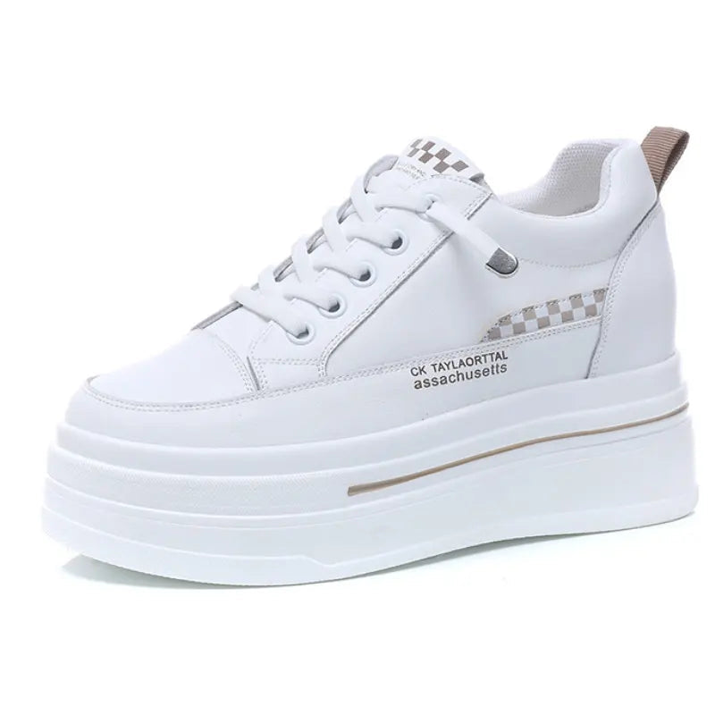 Baskets en cuir véritable de vache naturel pour femmes