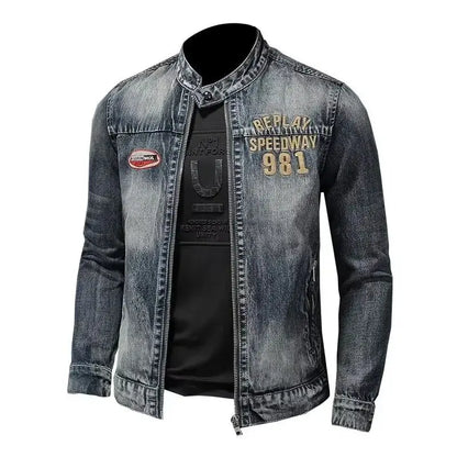 Veste en jean à fermeture éclair pour homme