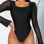 Maillot de bain une pièce à manches longues, à lacets pour femmes