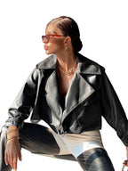 Veste courte en faux cuir pour femmes