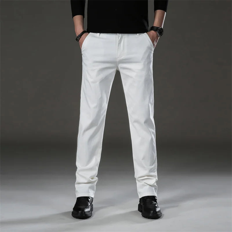 Pantalon droit décontracté en coton pour hommes