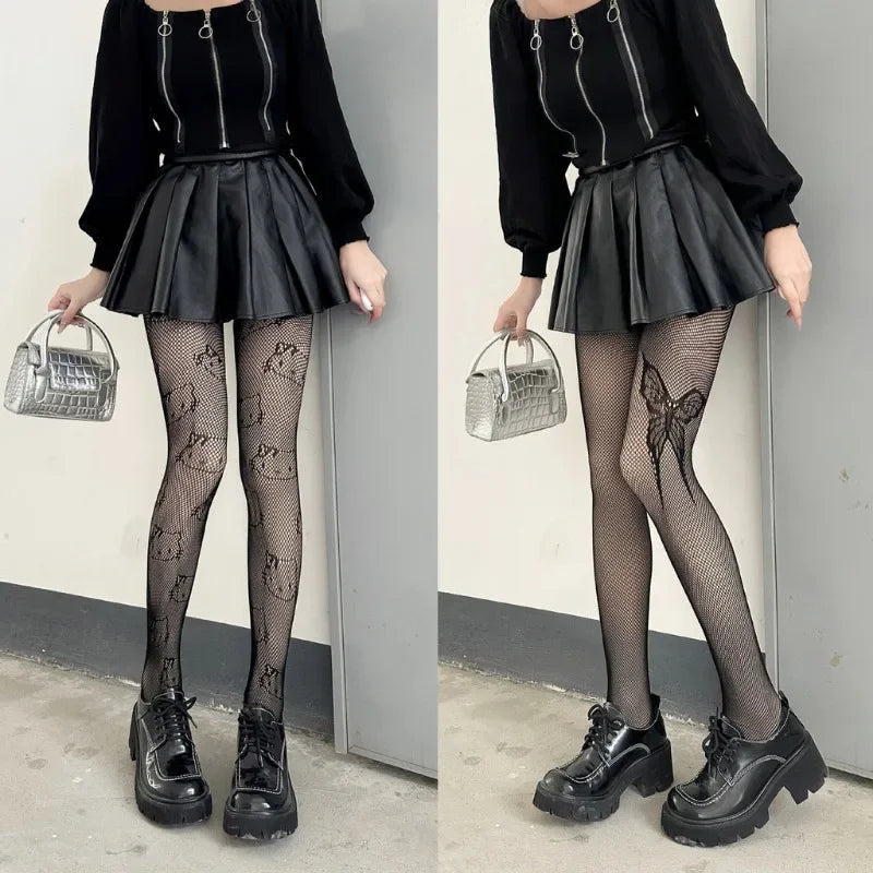 Bas gothiques en résille Lolita pour femmes