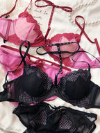 Ensemble brillant diamant Lingerie confort soutiens-gorge creux culotte pour femmes