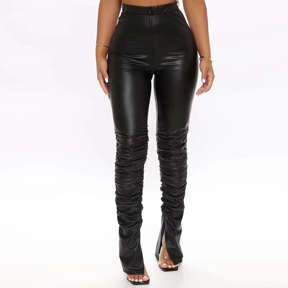 Pantalon en cuir PU de style Ins pour femmes