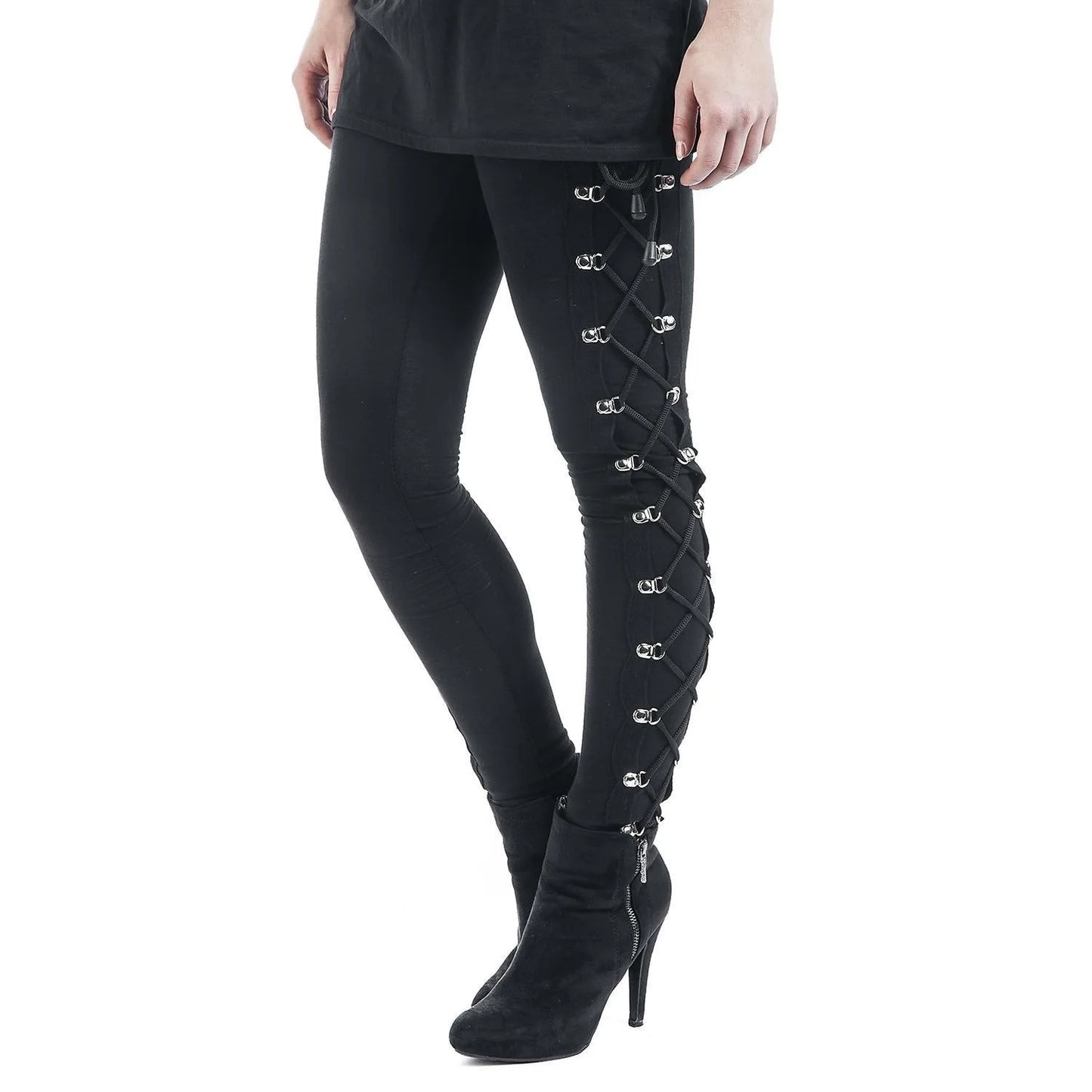 Leggings Gothiques Punk à Lacets pour Femme