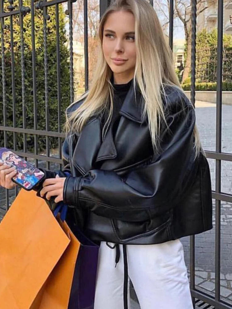 Blouson de motard en similicuir femmes