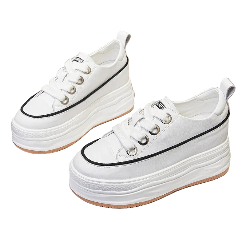 Baskets à plateforme en cuir pour femmes