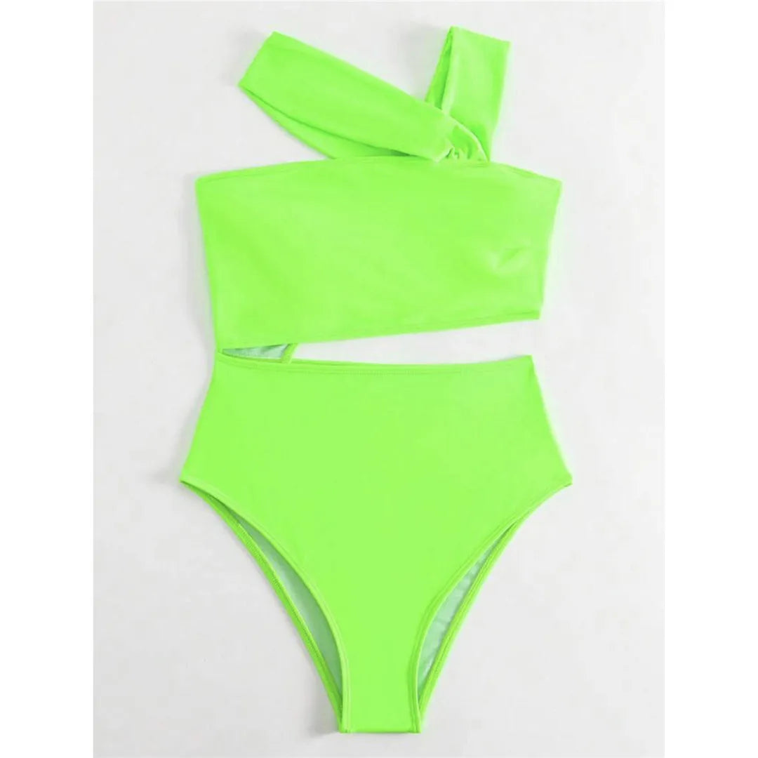 Maillot de bain une pièce découpé asymétrique pour femmes