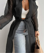 Manteau boutonné à manches longues pour femmes