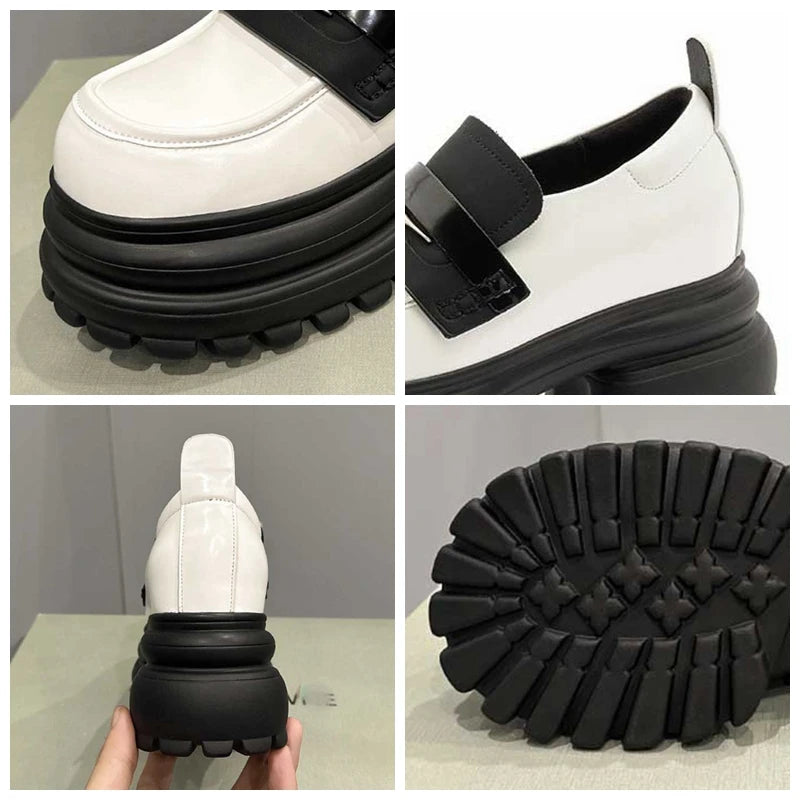 Baskets à plateforme en cuir verni PU pour femmes