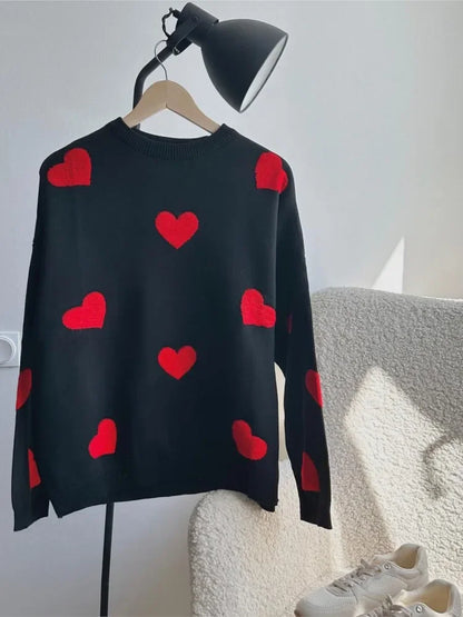 Pull en tricot à col rond Love Coussins pour femmes