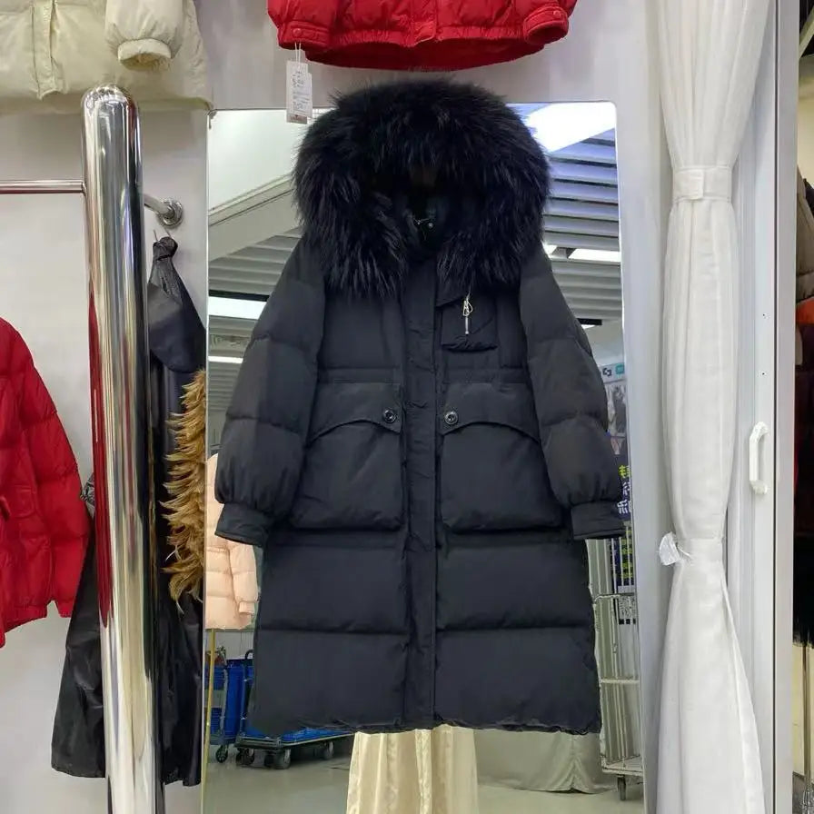 Parka d'hiver en duvet de canard blanc pour femme