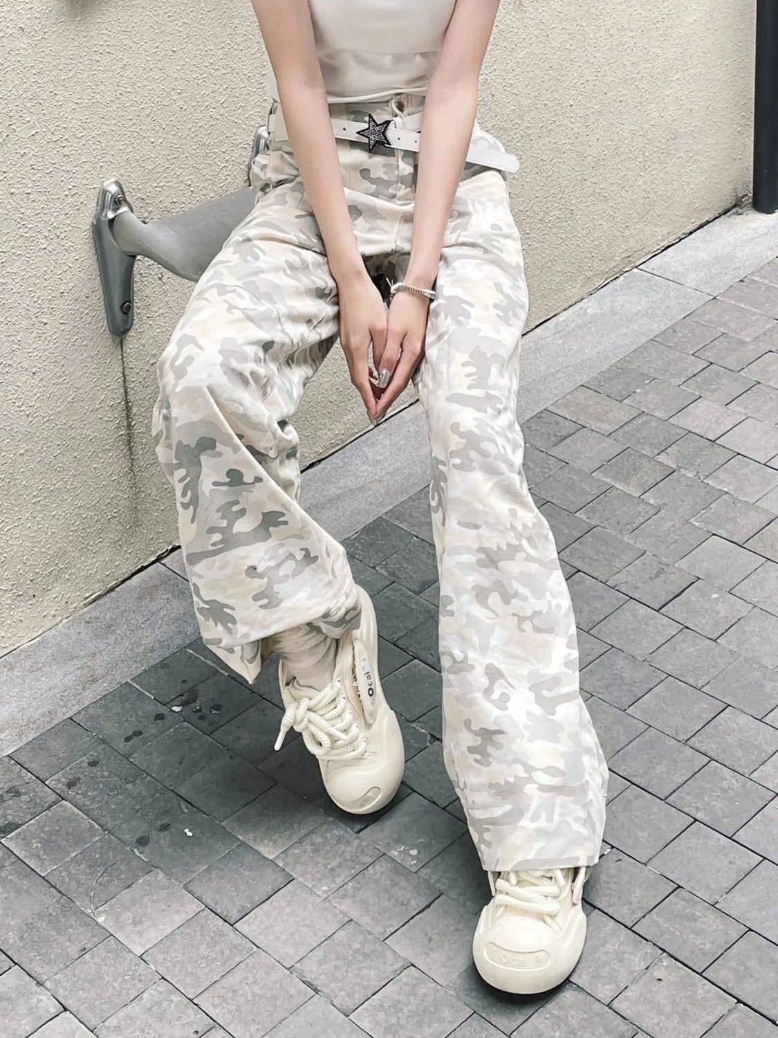 Pantalon vintage rétro à jambes larges pour femme