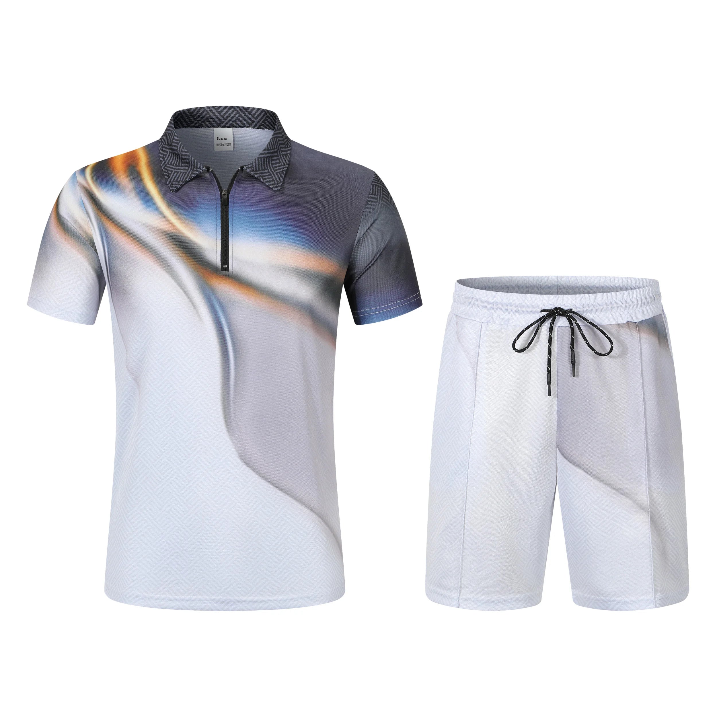 Ensemble deux pièces avec short et polo décontracté à manches courtes pour hommes