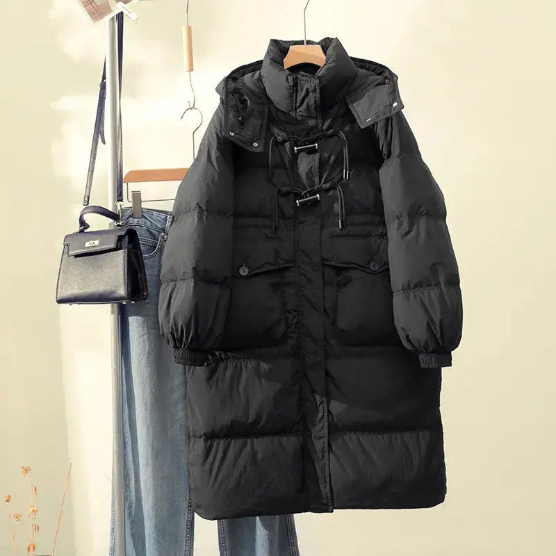 Manteau mi-longue à capuche pour femme