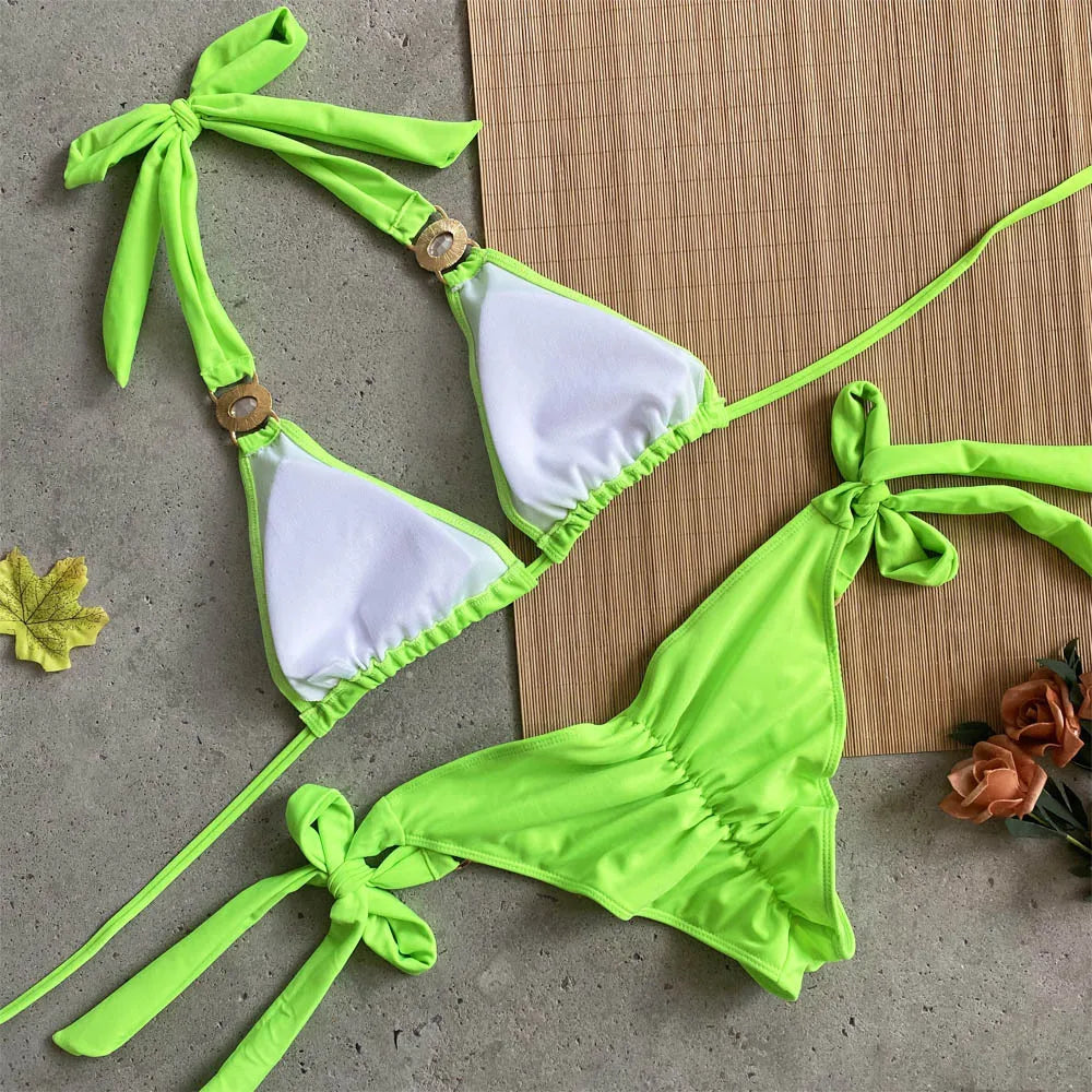 Maillot de bain deux pièces imprimé léopard pour femme, bikini sexy en cristal et biscuits