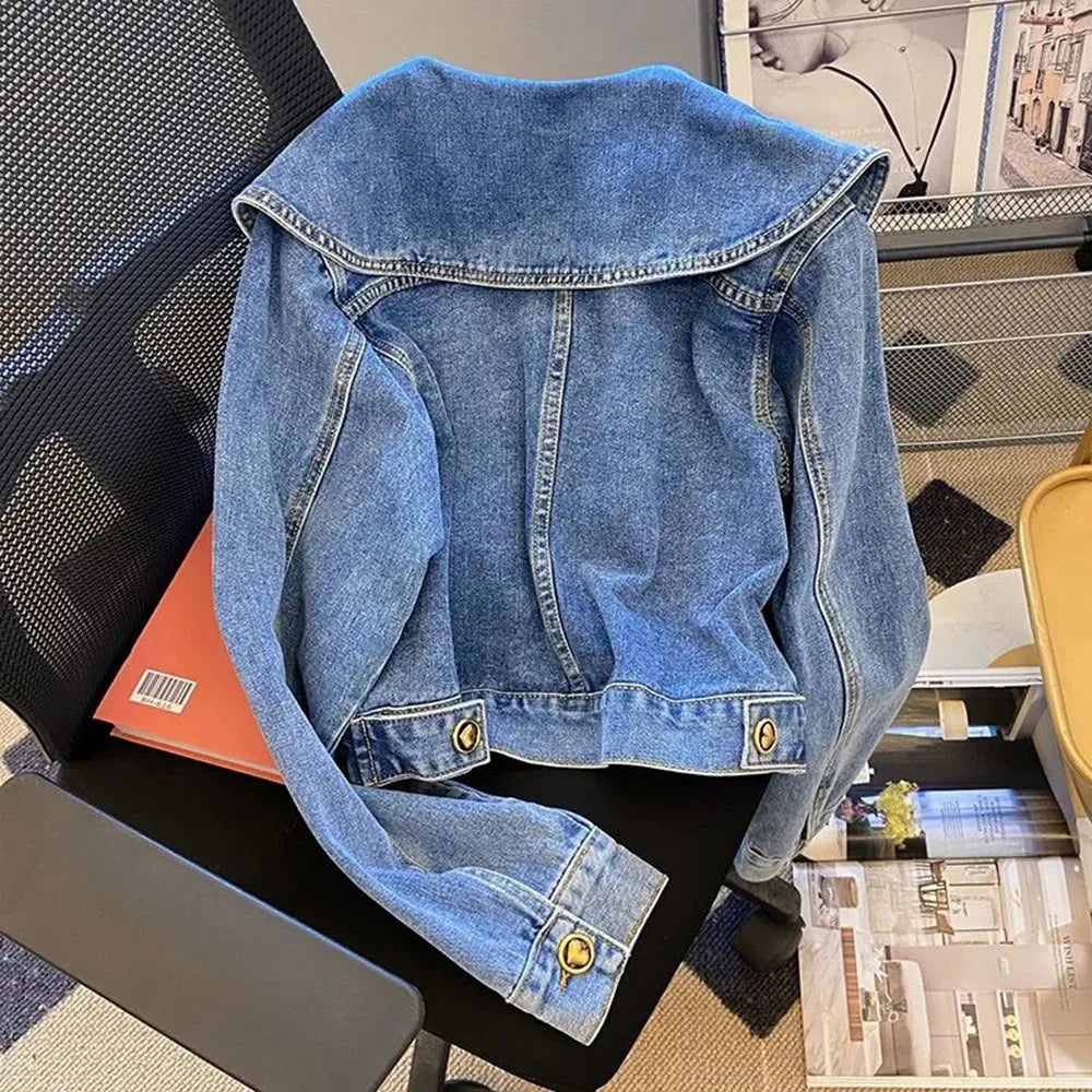 Veste en jean pour femmes à manches longues