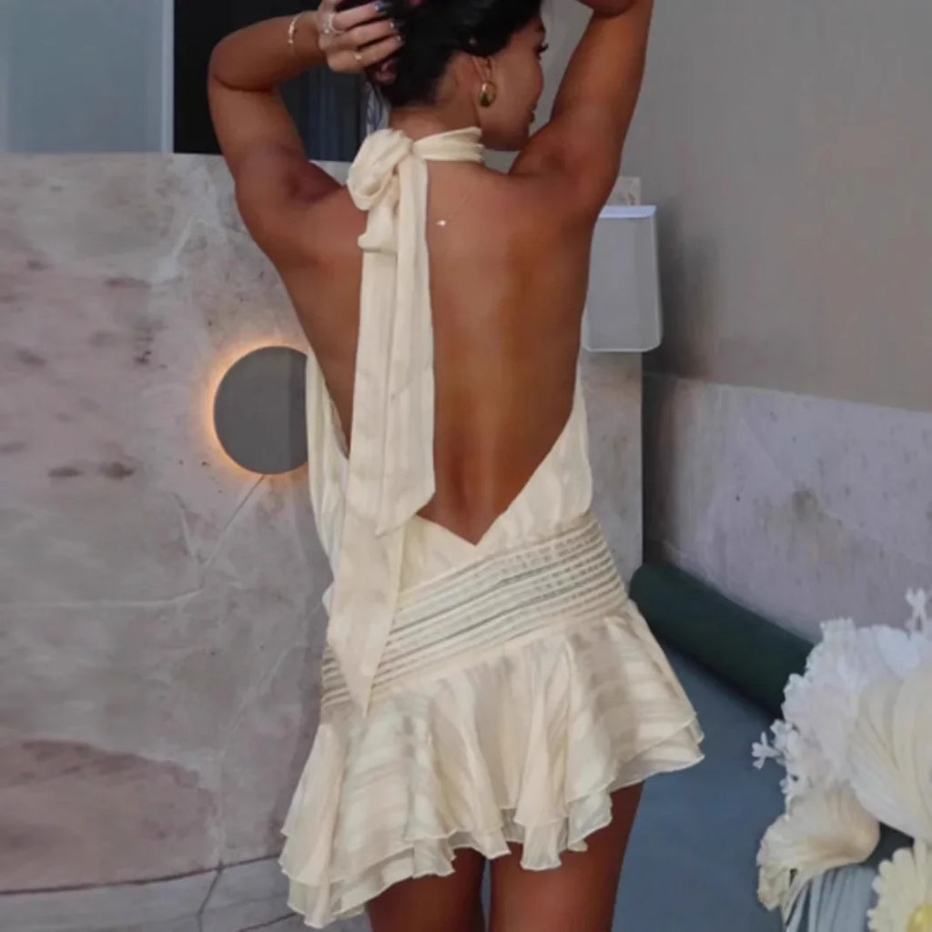 Robe de plage dos nu licou courte pour femmes